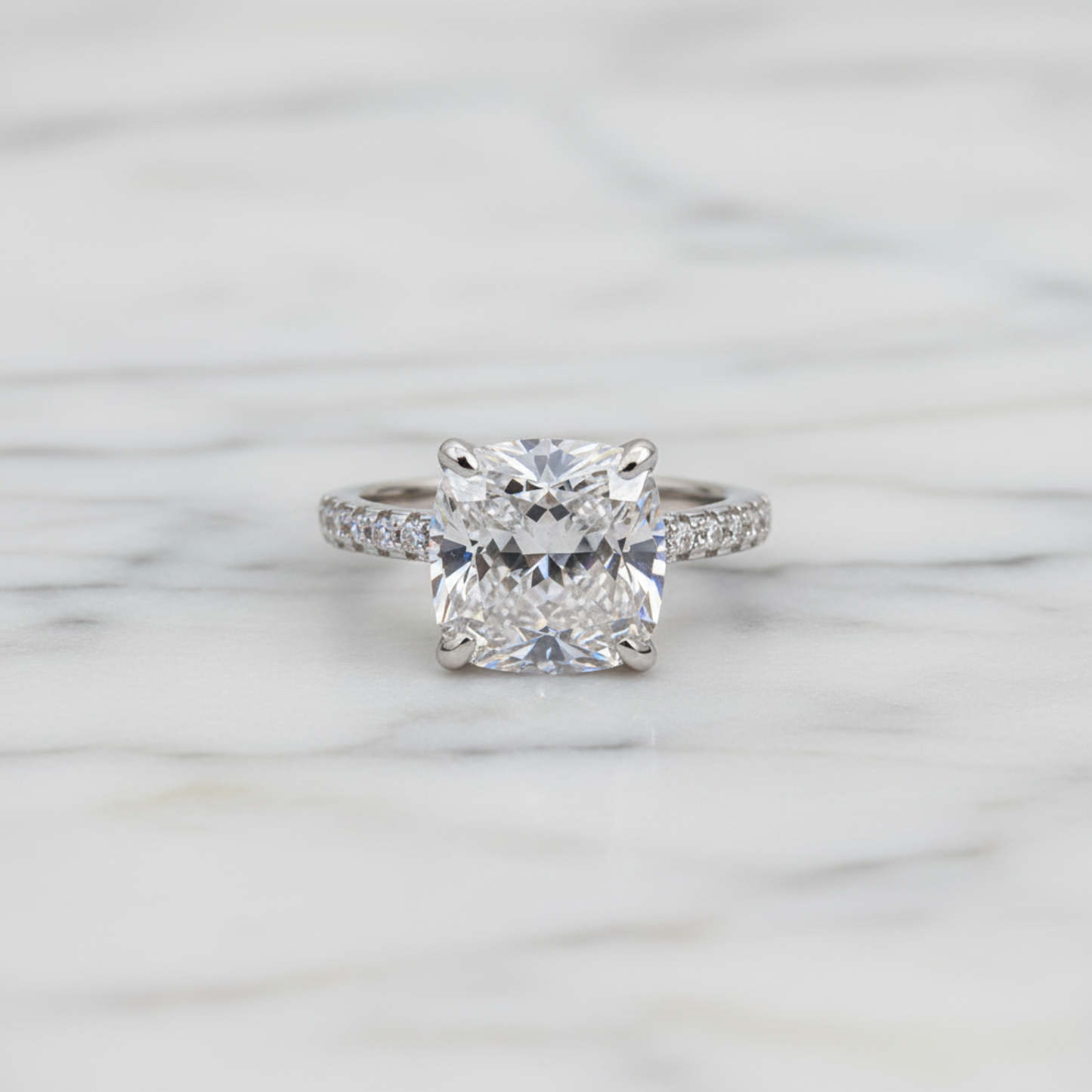 5 Carat Cushion Cut Lab Created Diamond Engagement Ring 925 Sterling Silver