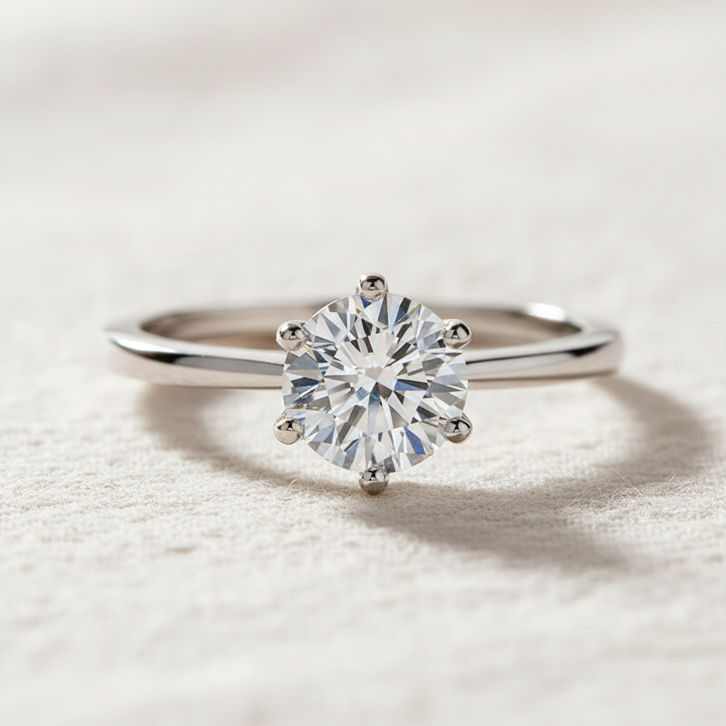 1 Ct Round Created Diamond 6 Prong Solitaire Engagement Ring 925 Sterling Silver