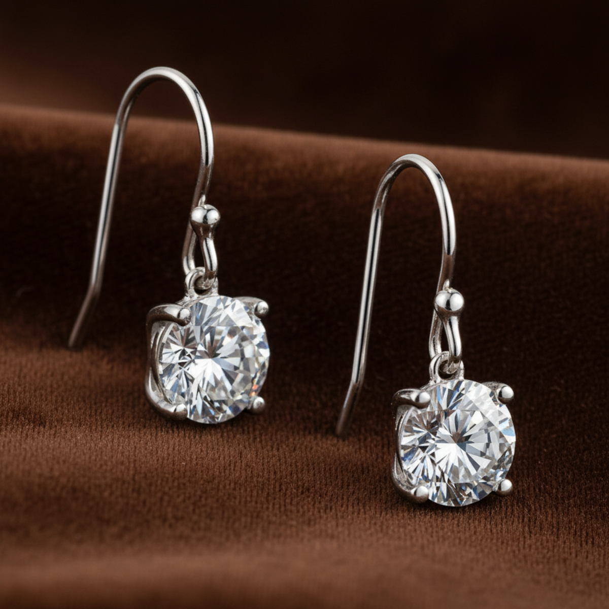 1 Carat Moissanite Hook Drop Earrings - Silver Earrings