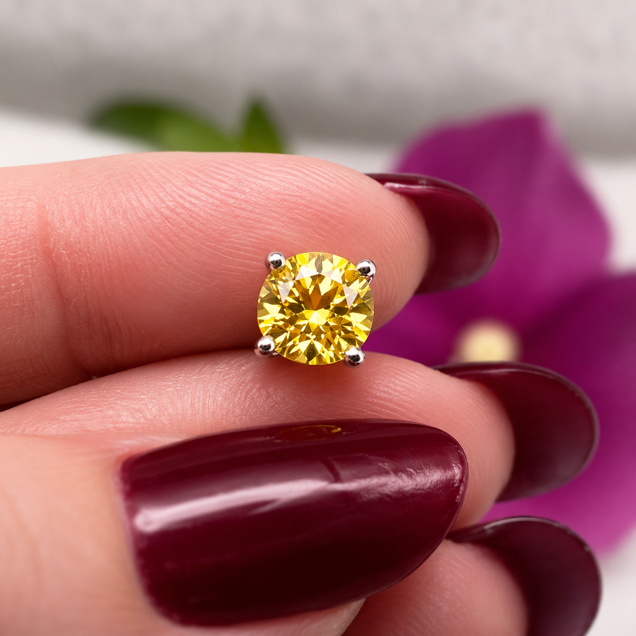 2.5 Carat Round Fancy Yellow Halo (Removable) Stud 925 Sterling Silver Earrings XFE8127