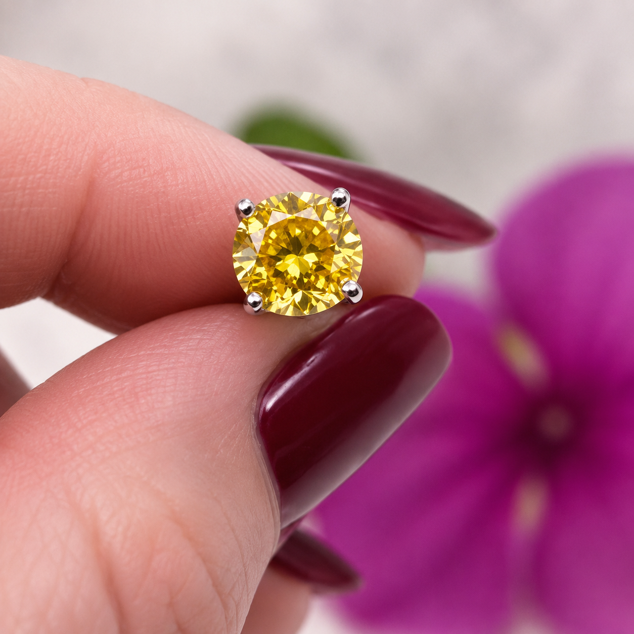 2.5 Carat Round Fancy Yellow Halo (Removable) Stud 925 Sterling Silver Earrings XFE8127