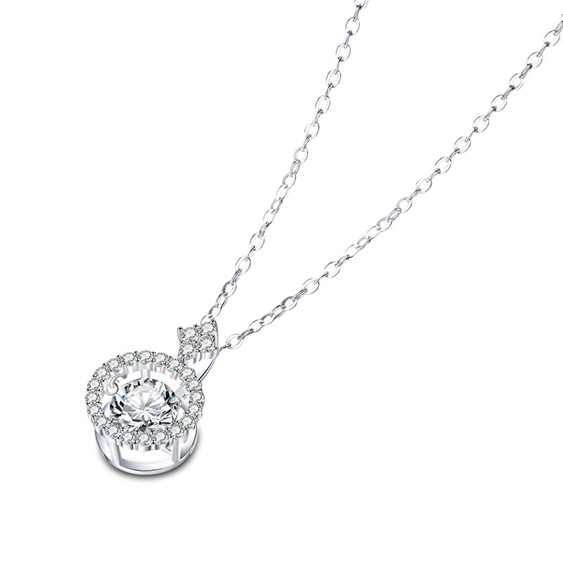 1 Carat Moissanite Diamond Dancing Halo Necklace 925 Sterling Silver