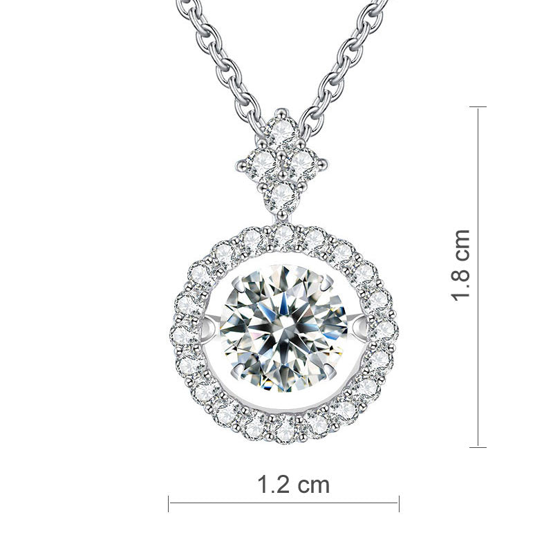 1 Carat Moissanite Diamond Dancing Halo Necklace 925 Sterling Silver