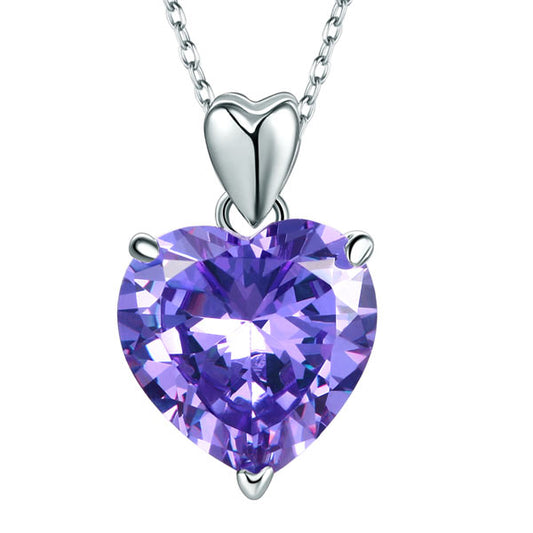 5 Carat Heart Cut Purple Sapphire Pendant Necklace 925 Sterling Silver