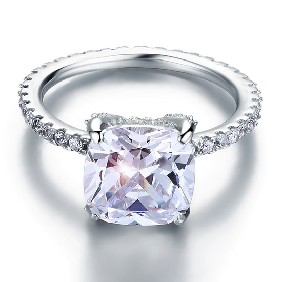 5 Carat Cushion Cut Lab Created Diamond Engagement Ring 925 Sterling Silver