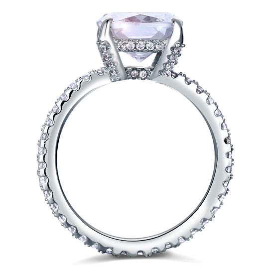 5 Carat Cushion Cut Lab Created Diamond Engagement Ring 925 Sterling Silver