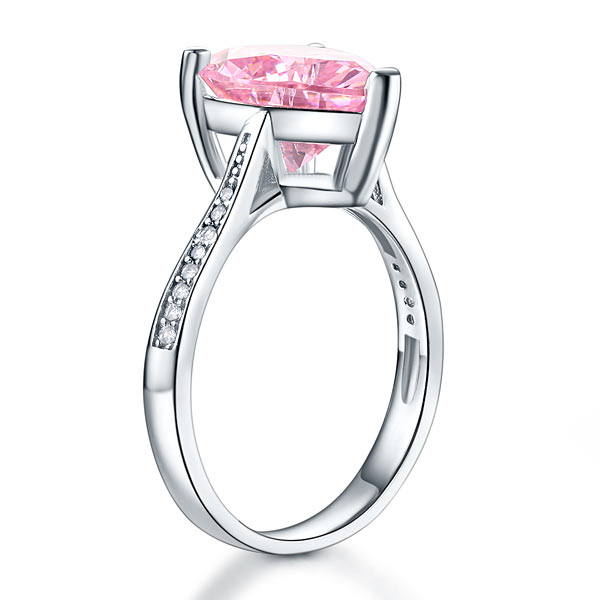 3.5 Carat Heart Cut Lab Created Pink Heart Diamond Engagement Ring 925 Sterling Silver
