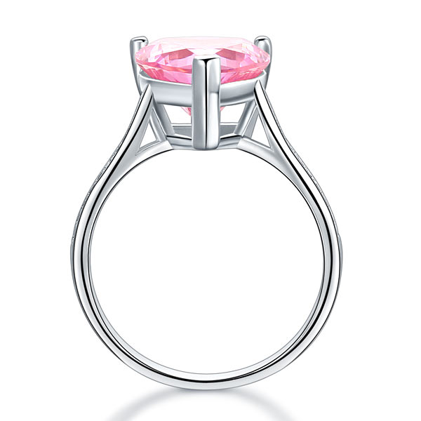 3.5 Carat Heart Cut Lab Created Pink Heart Diamond Engagement Ring 925 Sterling Silver