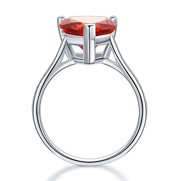 925 Sterling Silver Bridal Ring 3.5 Carat Heart Ruby Ring - Silver Rings