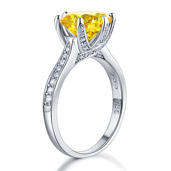 3 Carat Created Yellow Diamond Engagement Ring, Promise Ring, Anniversary Ring, Art Deco Ring, Vintage Wedding Ring, Diamond Gift for her