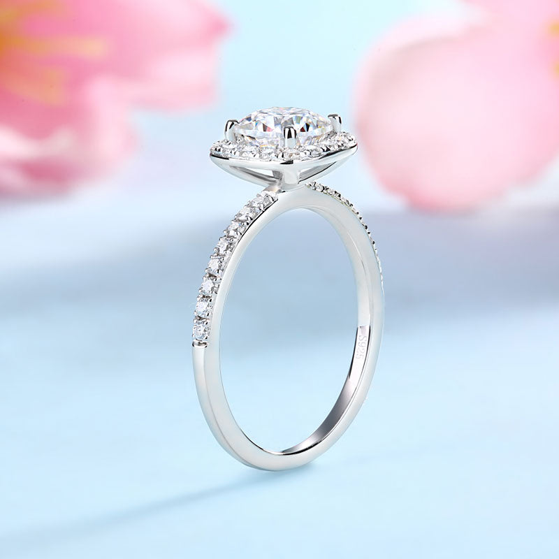 Cushion Cut 1 Carat Moissanite Diamond  Ring Set (1 pcs / 2 pcs) 925 Sterling Silver