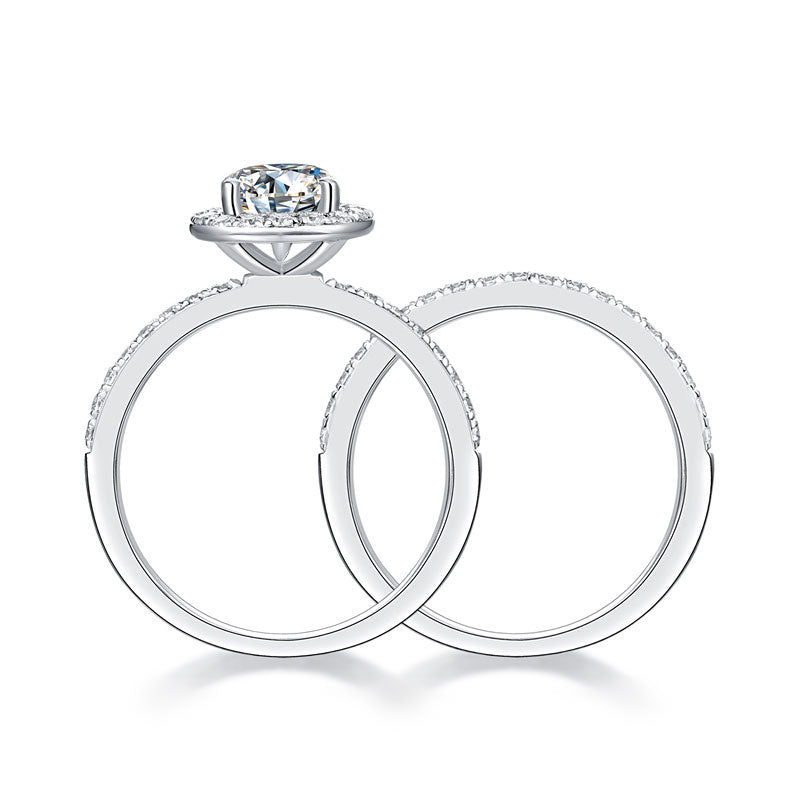 1 Carat Heart Moissanite Diamond  Ring Set (1 pcs / 2 pcs) 925 Sterling Silver