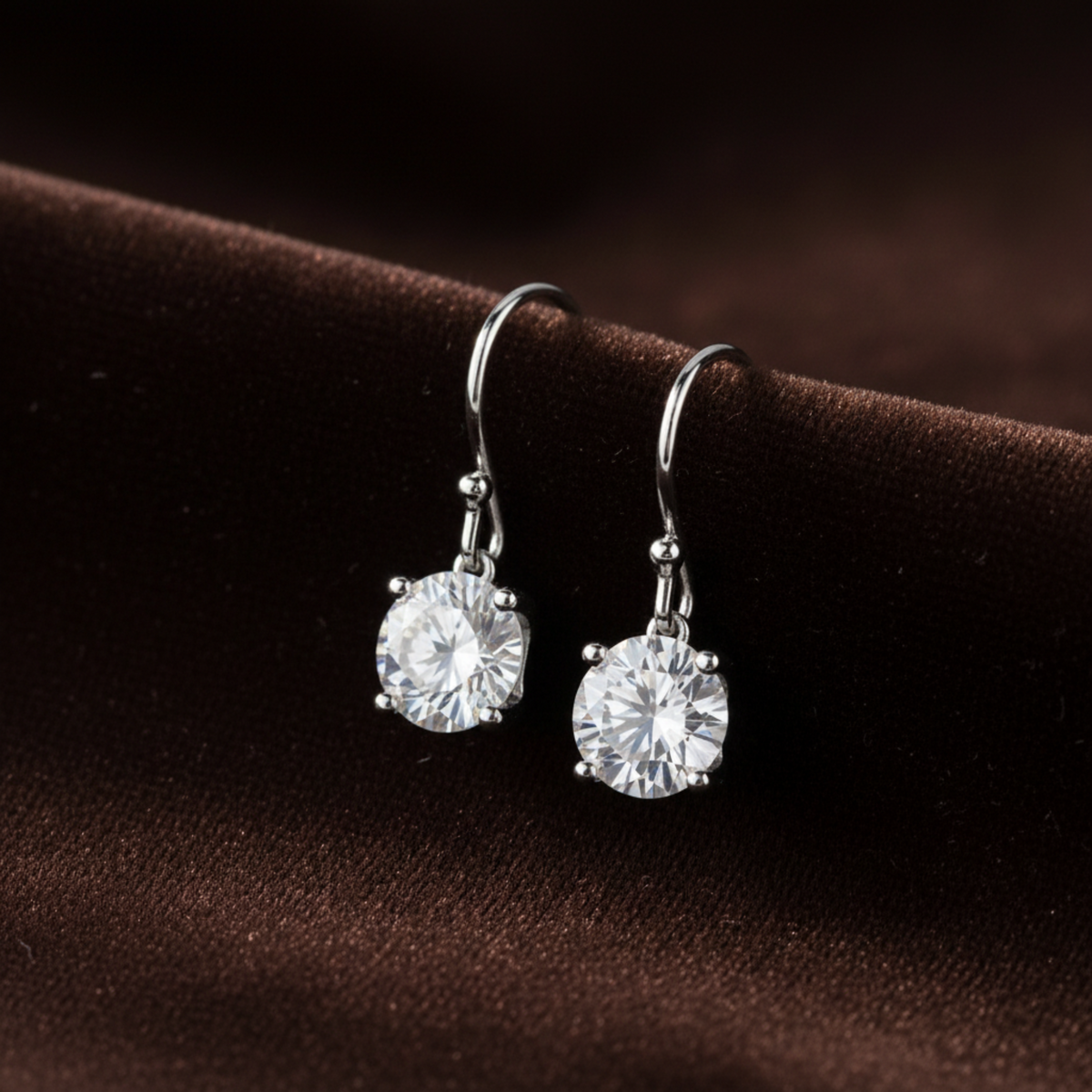 1 Carat Moissanite Hook Drop Earrings - Silver Earrings