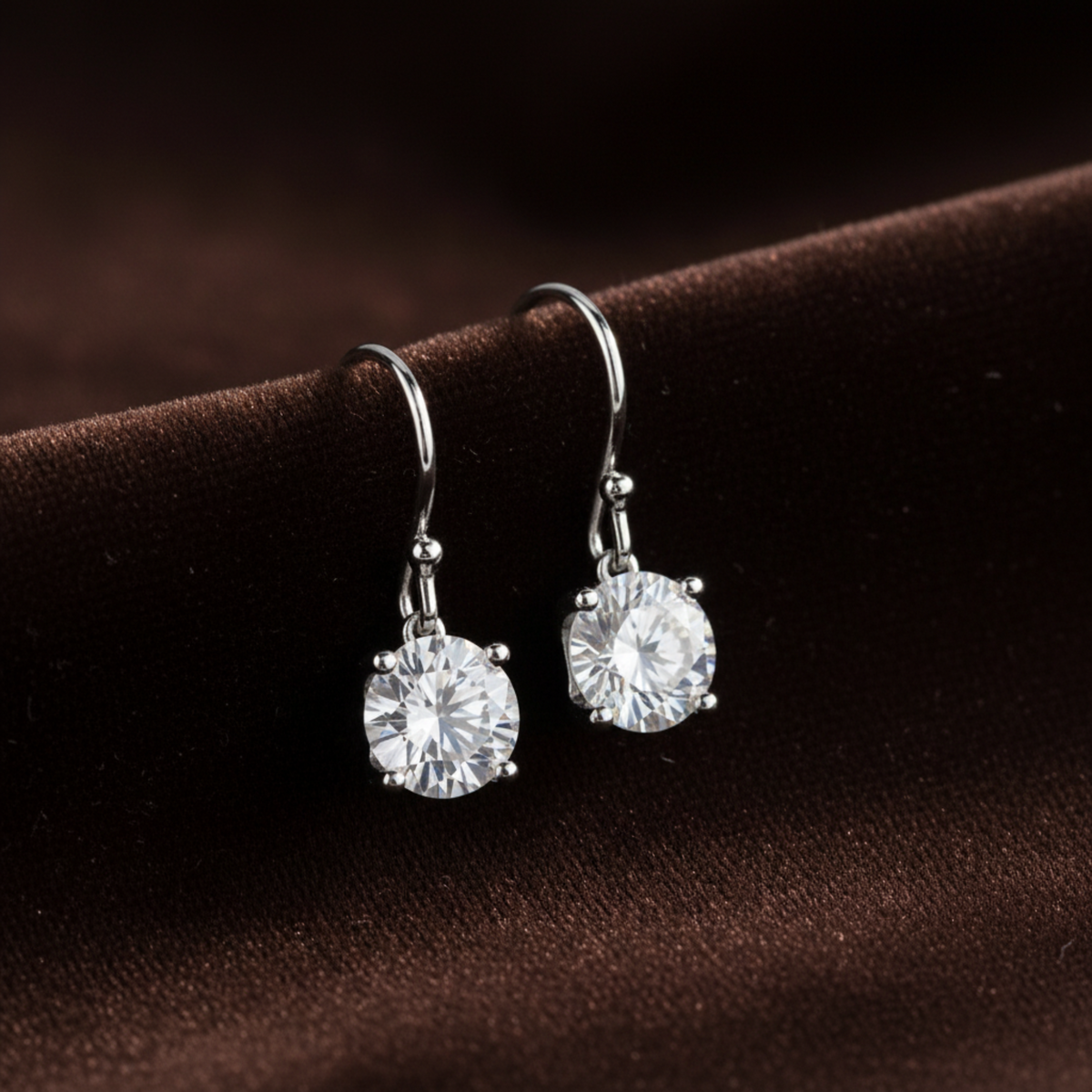 1 Carat Moissanite Hook Drop Earrings - Silver Earrings