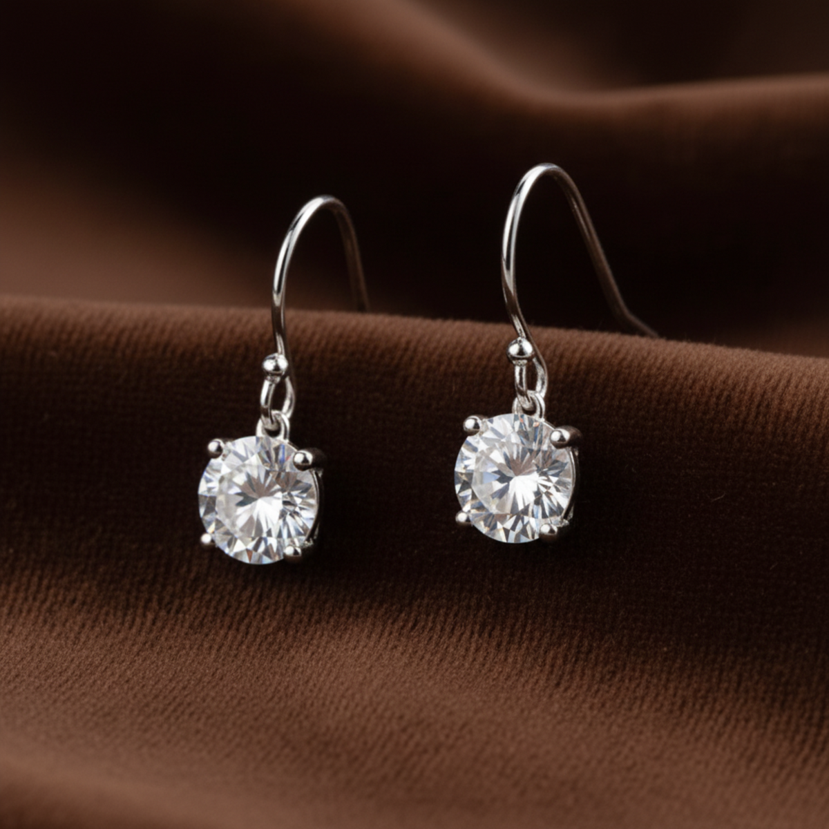 1 Carat Moissanite Hook Drop Earrings - Silver Earrings