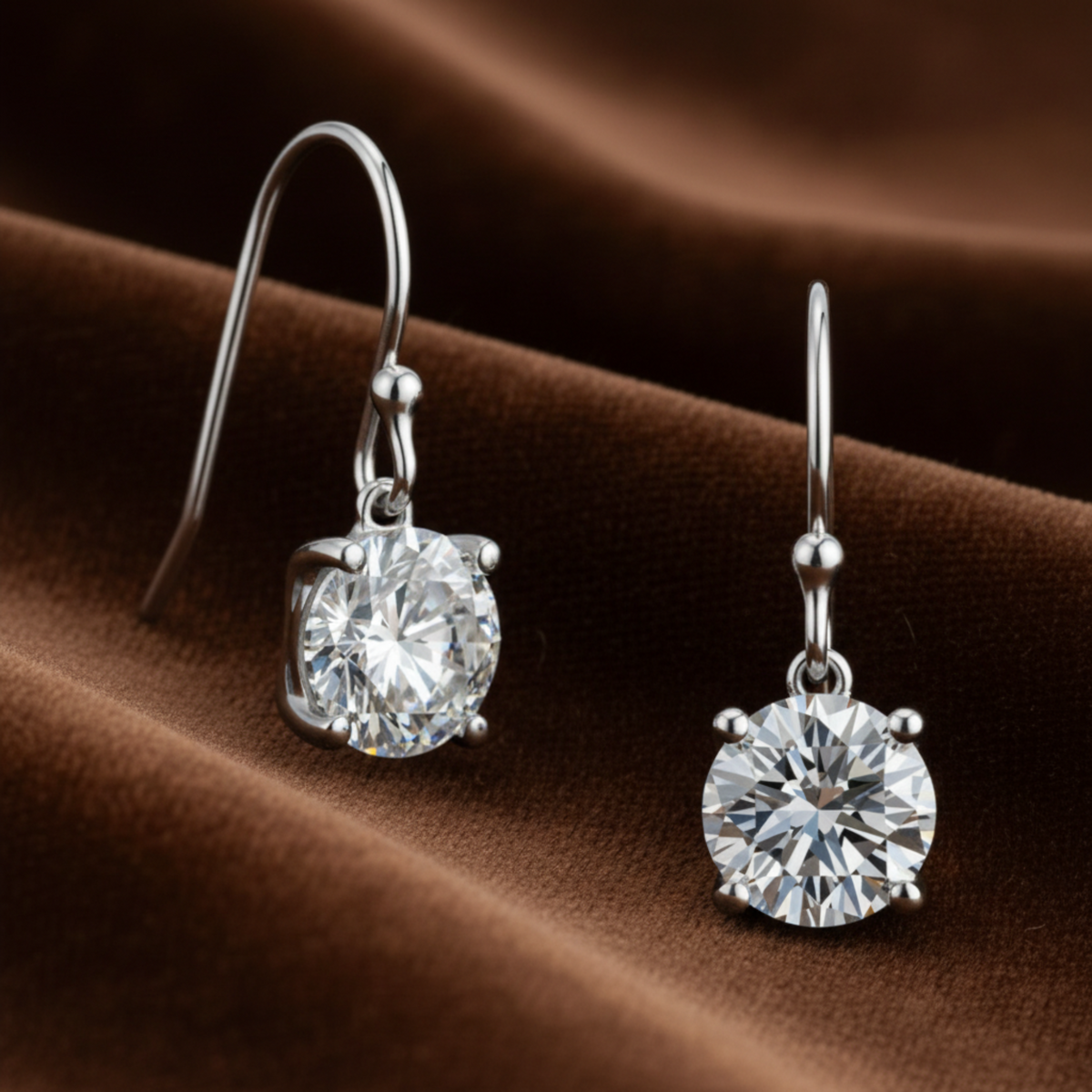 1 Carat Moissanite Hook Drop Earrings - Silver Earrings