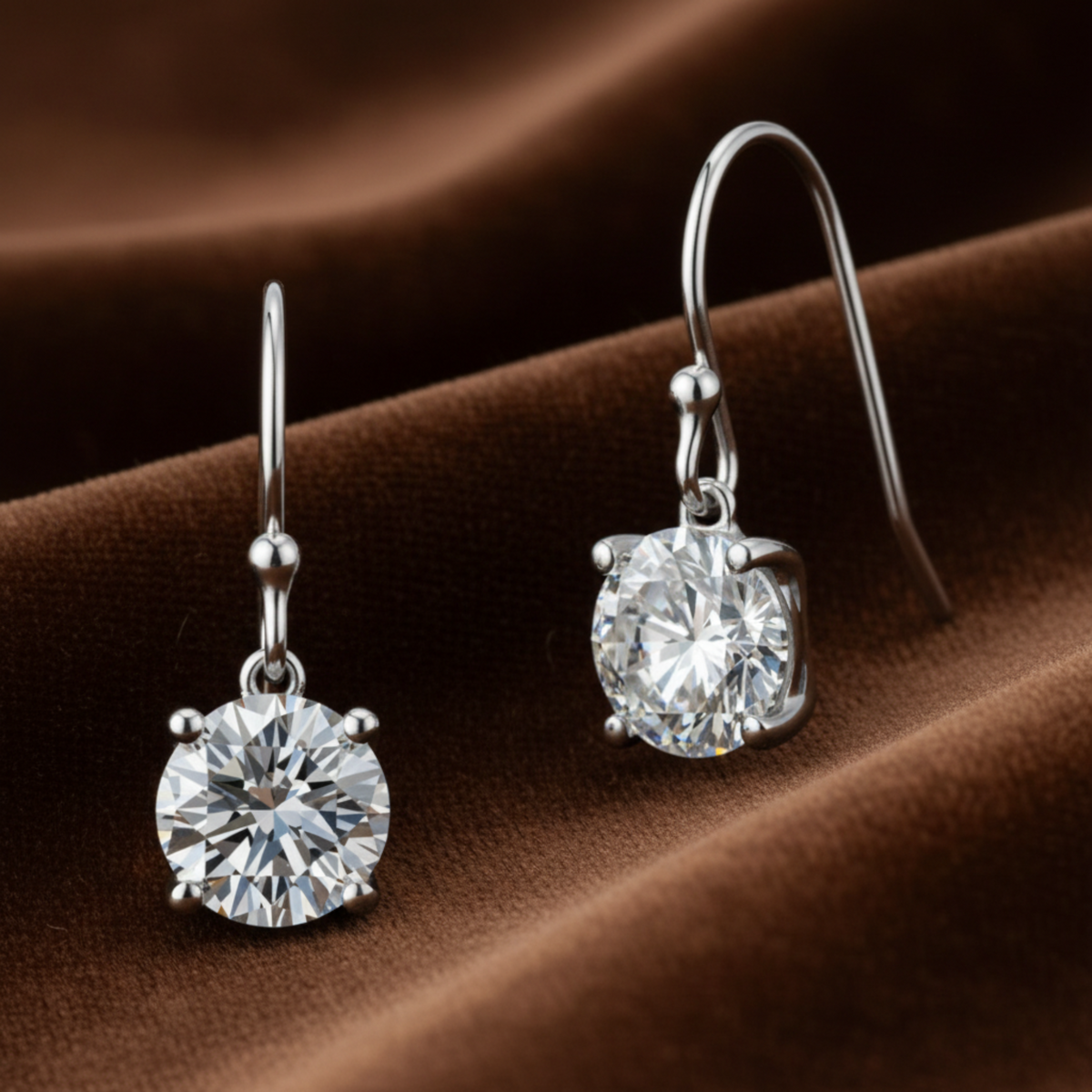 1 Carat Moissanite Hook Drop Earrings - Silver Earrings