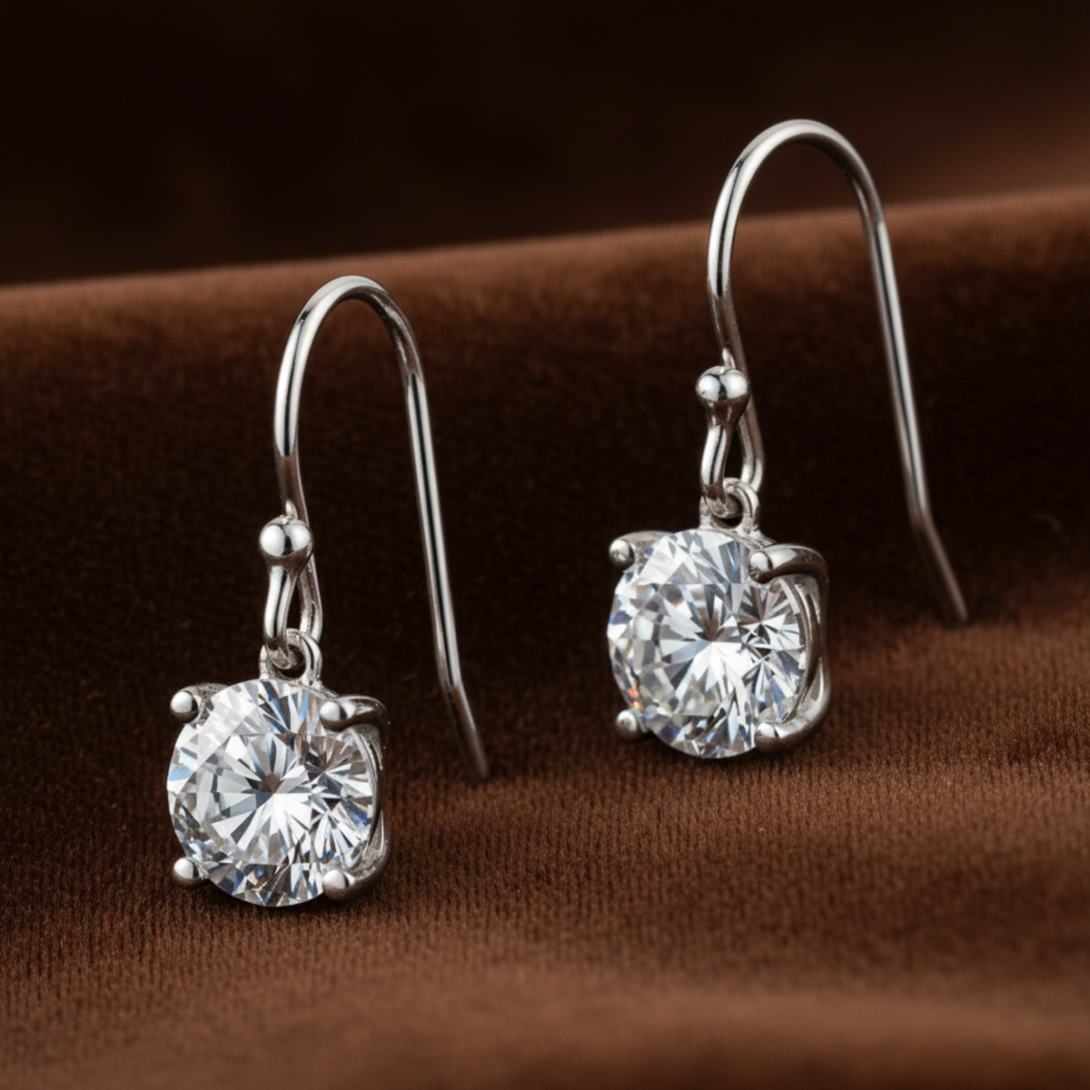 1 Carat Moissanite Hook Drop Earrings - Silver Earrings